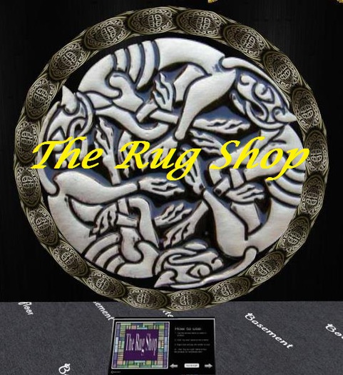 Round Rug Celtic metal dogs 12 