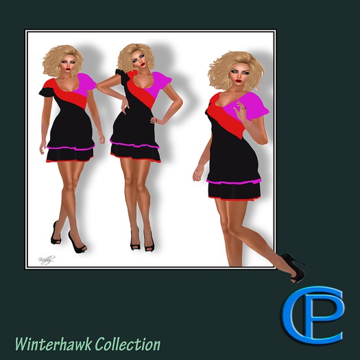 C&P Layered Dress - pink/black