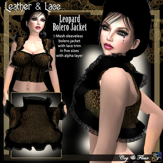 C&F Leather & Lace Bolero - Brown/Cream