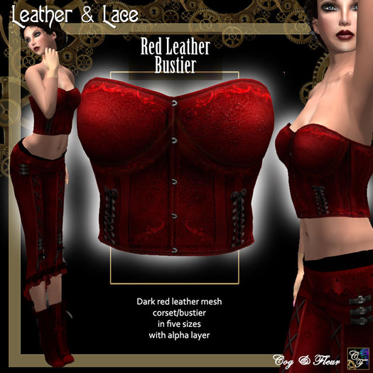 C&F Leather & Lace Bustier  - Brown/Cream
