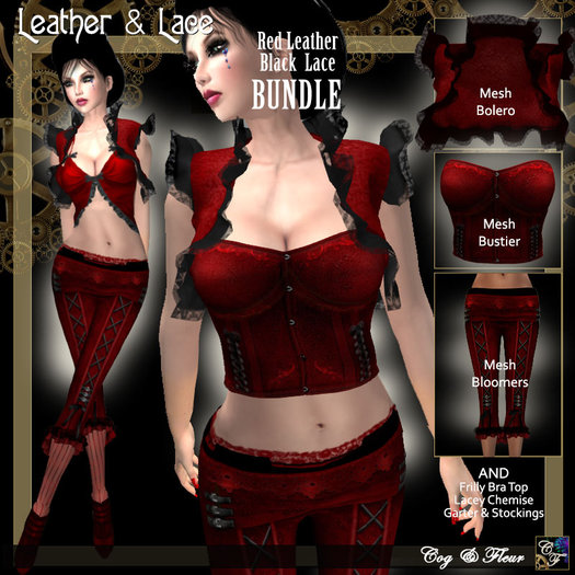 C&F Leather & Lace Outfit Bundle - Brown/Cream