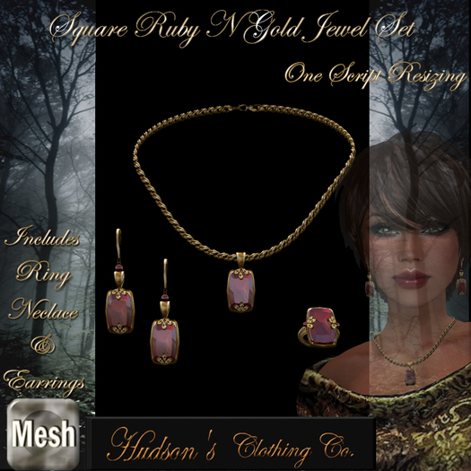 Square Ruby N Gold Jewel Set *Copy* ~Candace Hudson