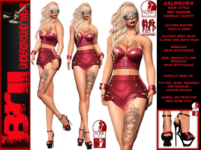 **SALMACIDA RED VERSION ROCK STYLE COMPLET OUTFIT **