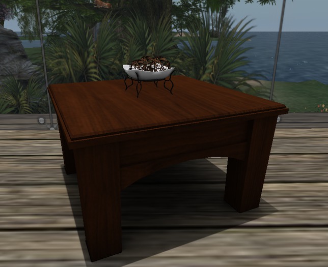 Coffee Table with Rattan Decor Bowl