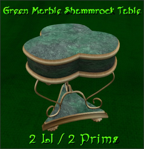 Green Marble Shammrock Table