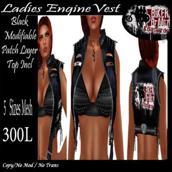 Second Life Marketplace - Biker BrAAtz Vests Engines Ladies Black