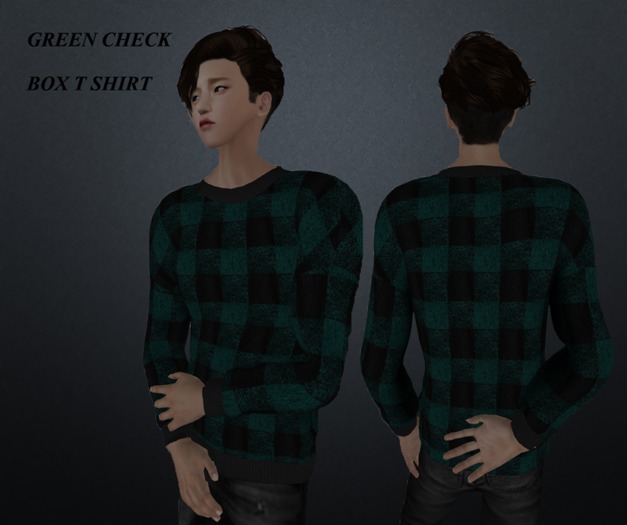 06.NEWCORE)MEN'S BOX T GREEN CHECK  L$100