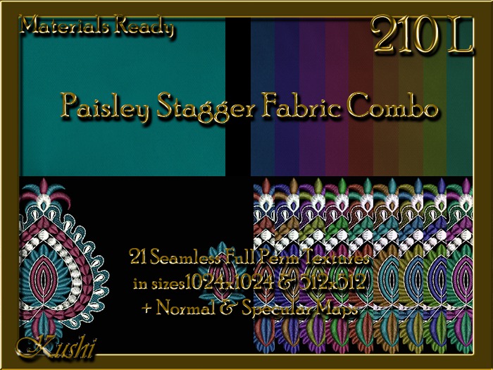 Paisley Stagger Combo Seamless Textures Materials Ready Full Perms 1024x1024 &512x512