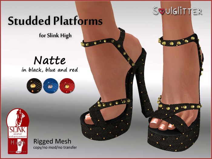 *Soulglitter * Studded Platforms - Denim (Slink High)