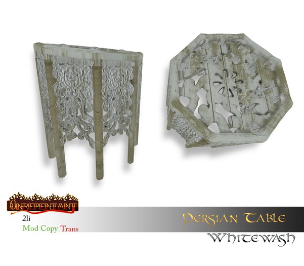 [UN] Persian Side Table - Whitewash