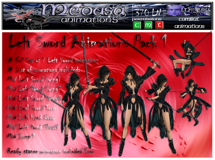 ~ Medusa weapons ~ Left Sword Animations Pack 1 (Boxed)