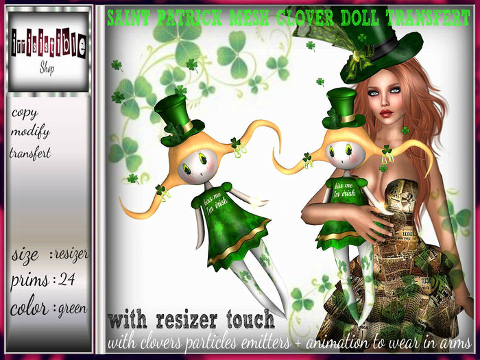 irrisistible : MESH SAINT PATRICK CLOVER DOLL transfert