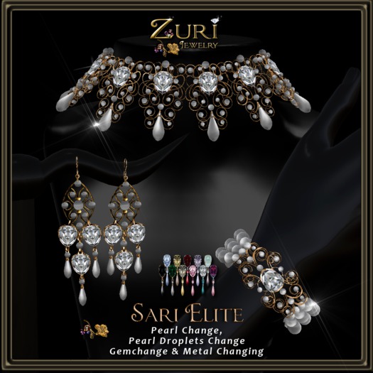 Sari Elite Jewelry Collection~ Elite-Pearls/Metals & Gem Changing- Zuri Rayna Jewelry