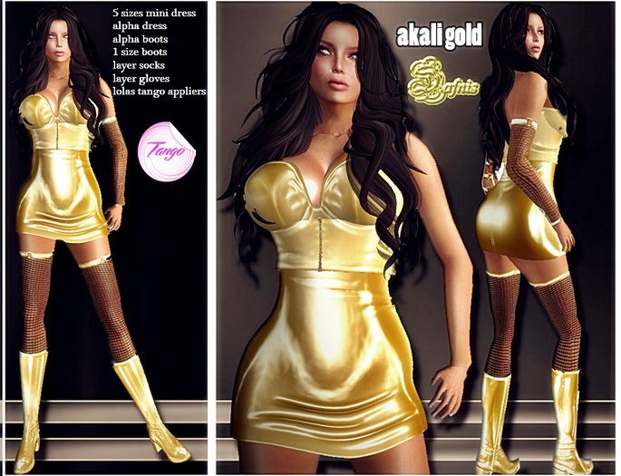 dafnis outfit akali gold latex with lolas appliers