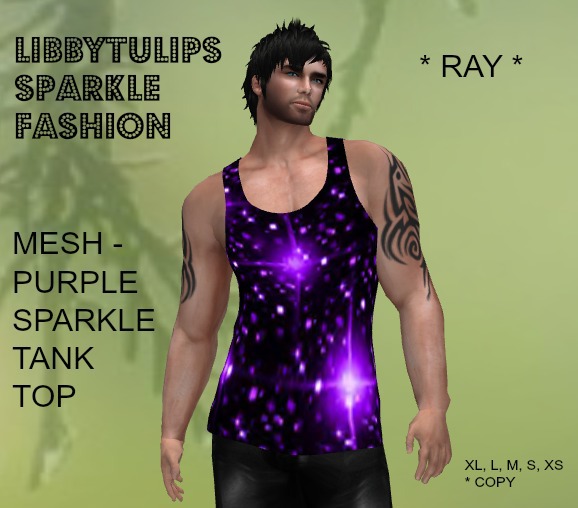 * Ray * Purple Sparkle Tank Top - Mesh