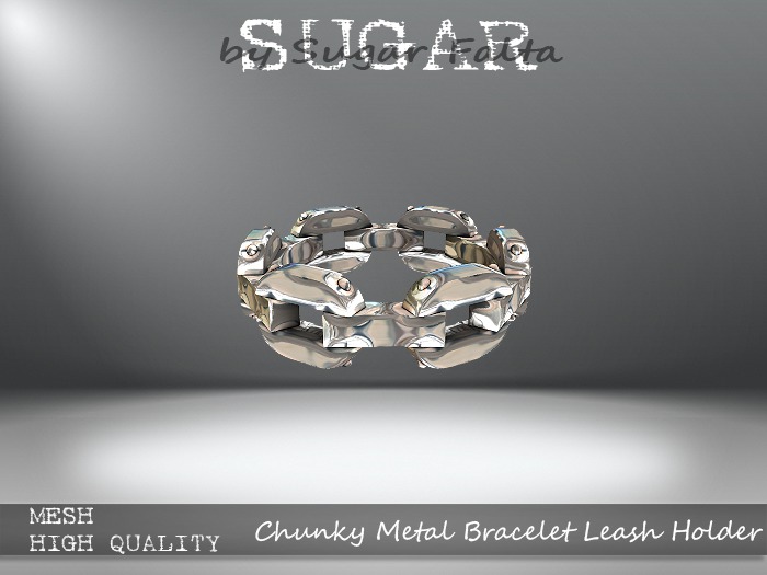 SUGAR - Chunky Metal Bracelet Leash Holder - SILVER UNISEX