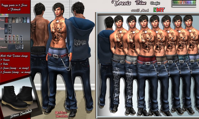 R.F. Mesh line - Trevis outfit Blue W/HUD text change - box