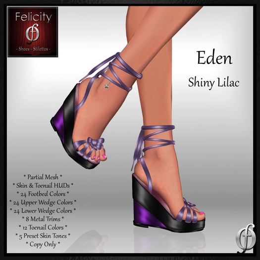 Shoes *Felicity* Eden Wedge Sandals - Shiny Lilac Platform Wedges Sandal (24 Wedge Colors, 8 Metal Trim) Part Mesh