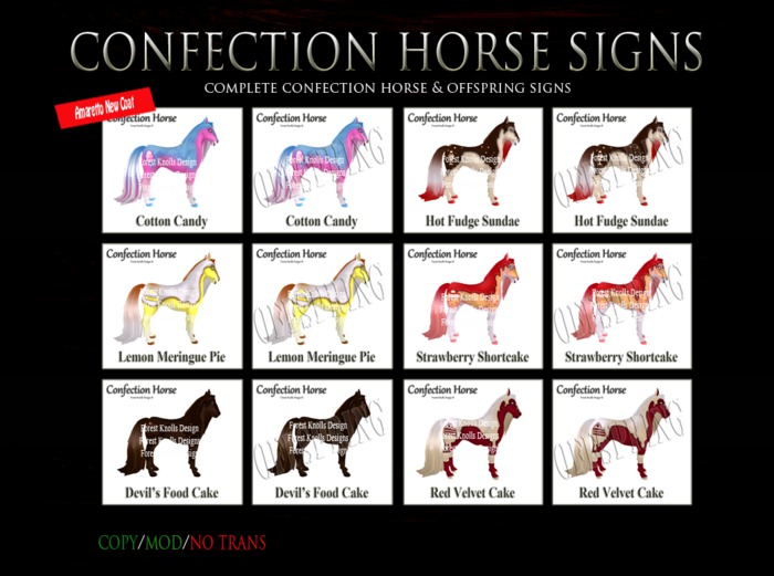 COMPLETE CONFECTION HORSE & OFFSPRING SIGNS