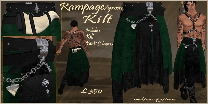 Kilt Rampage/green - Tigereye Designs