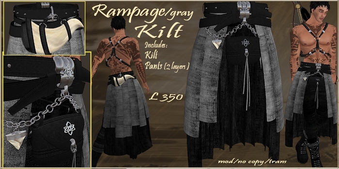 Kilt Rampage/gray - Tigereye Designs