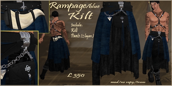 Kilt Rampage/blue -  Tigereye Designs