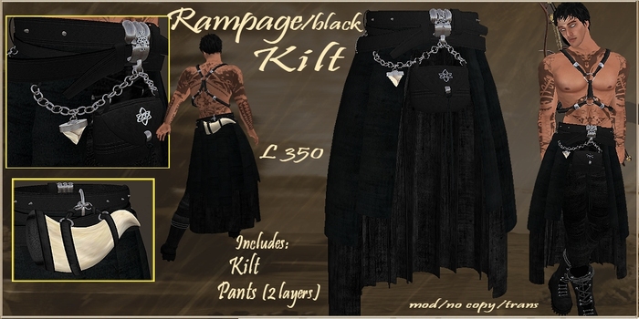 Kilt Rampage/black - Tigereye Designs