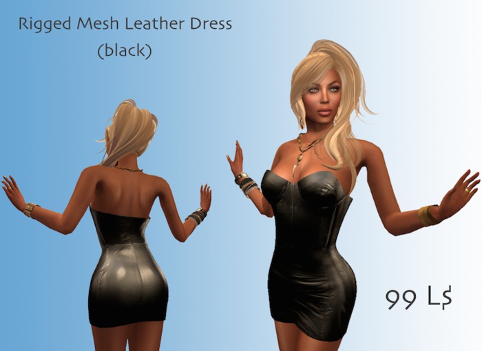 Mesh Leather Mini Dress (black)