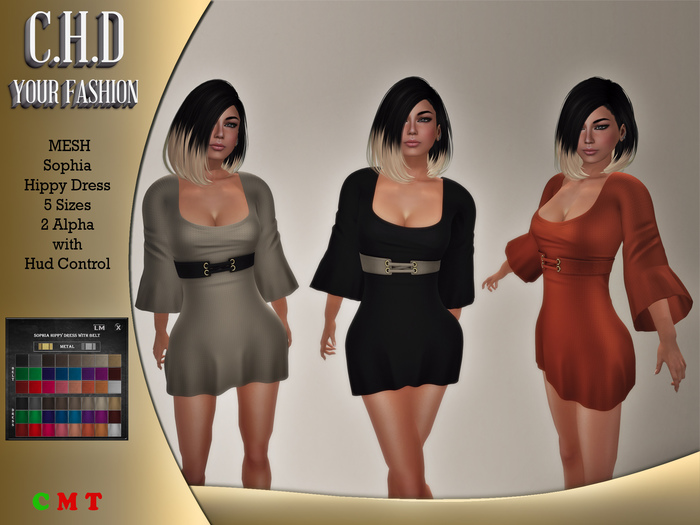 [C.H.D] Sophia Hippy Dress with Belt