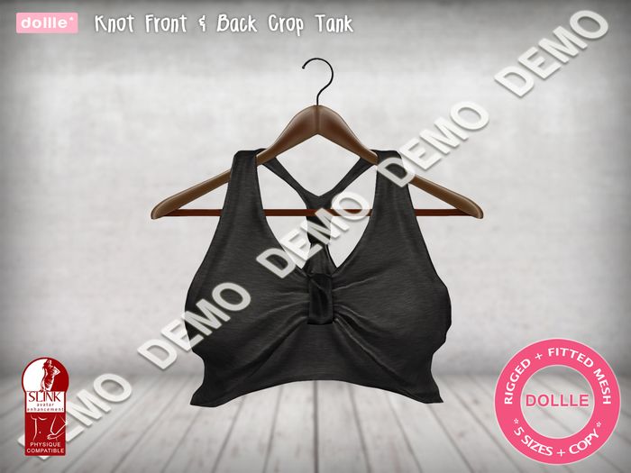 {dollle*} [DEMO] Knot Front & Back Crop Tank