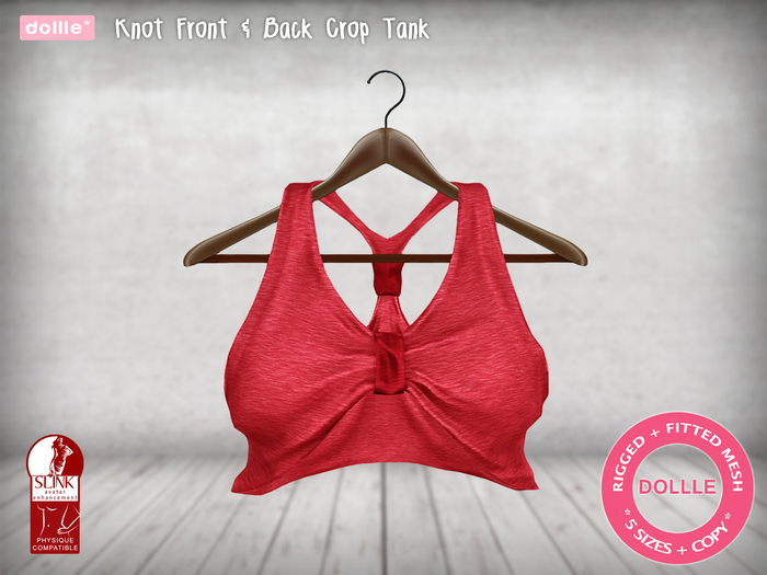 {dollle*} 106 Knot Front & Back Crop Tank - Red