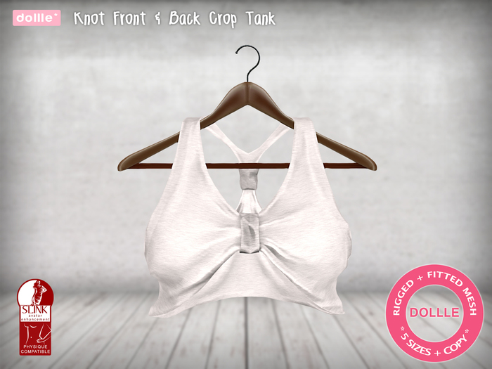 {dollle*} Knot Front & Back Crop Tank - White