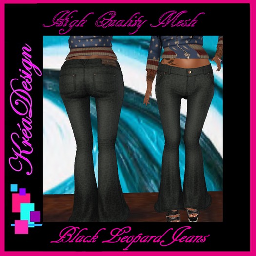 Print leopard black jeans