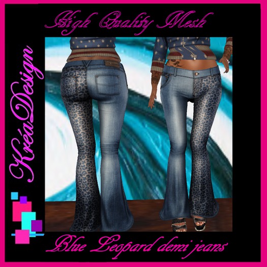 Jeans demi blue leopard