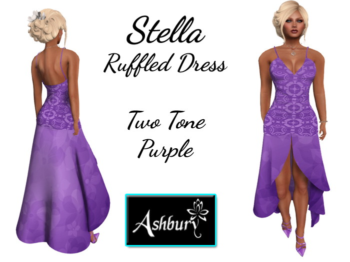 [ASHBURY] Stella Ruffled Dress-2 Tone Purple Hearts