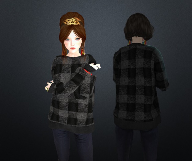 03. NEWCORE) GIRL'S BOX T GRAY CHECK L$120