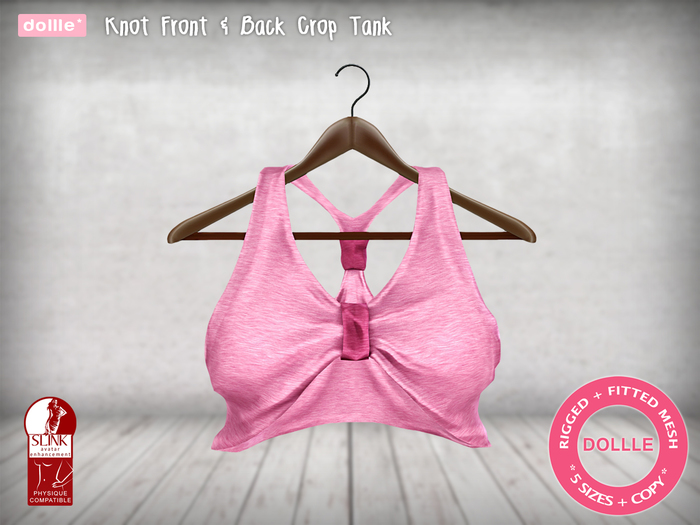 {dollle*} Knot Front & Back Crop Tank - Pink