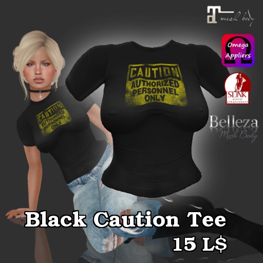 Black Caution Tee