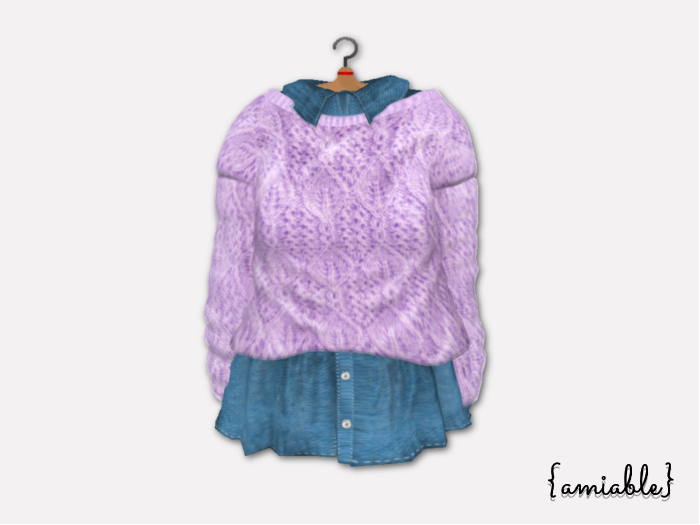 {amiable}Mesh Spring Oversized Knit Top and Shirt_Purple