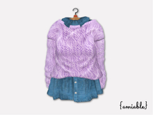 {amiable}Mesh Spring Oversized Knit Top and Shirt_Purple