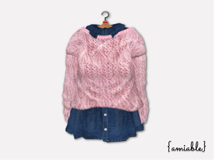 {amiable}Mesh Spring Oversized Knit Top and Shirt_Pink