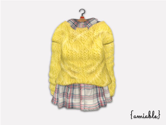 {amiable}Mesh Spring Oversized Knit Top and Shirt_Yellow