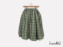 {amiable}Mesh Flared Check Midi Skirt_Green
