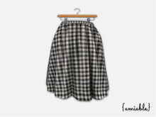 {amiable}Mesh Flared Check Midi Skirt_Black