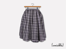 {amiable}Mesh Flared Check Midi Skirt_Navy