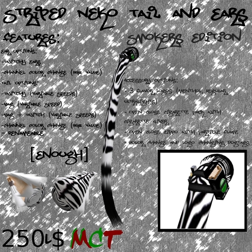 [Enough]Striped Smokers Neko Tail and Ears