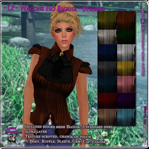 ~LP~ Wagons Ho Mesh Blouse BOXED Texture Scripted STRIPES