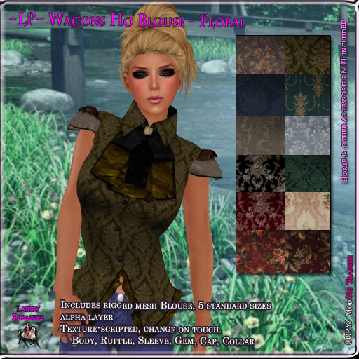 ~LP~ Wagons Ho Mesh Blouse BOXED Texture Scripted FLORALS
