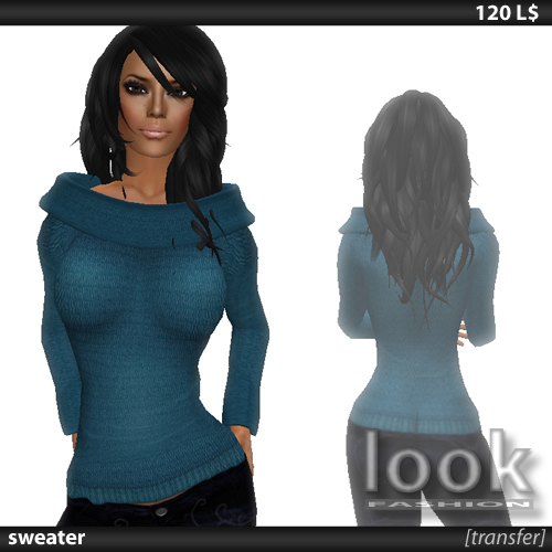 [look] Blue Female Sweater