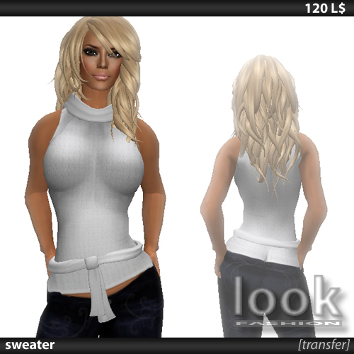 [look] White Female Sweater